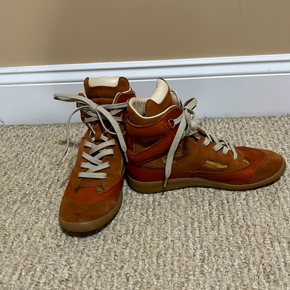 Maison Martin Margiela Shoes - Maison Martin Margiella Orange High Top suede leather mesh Sneakers 37.5 7 1/2